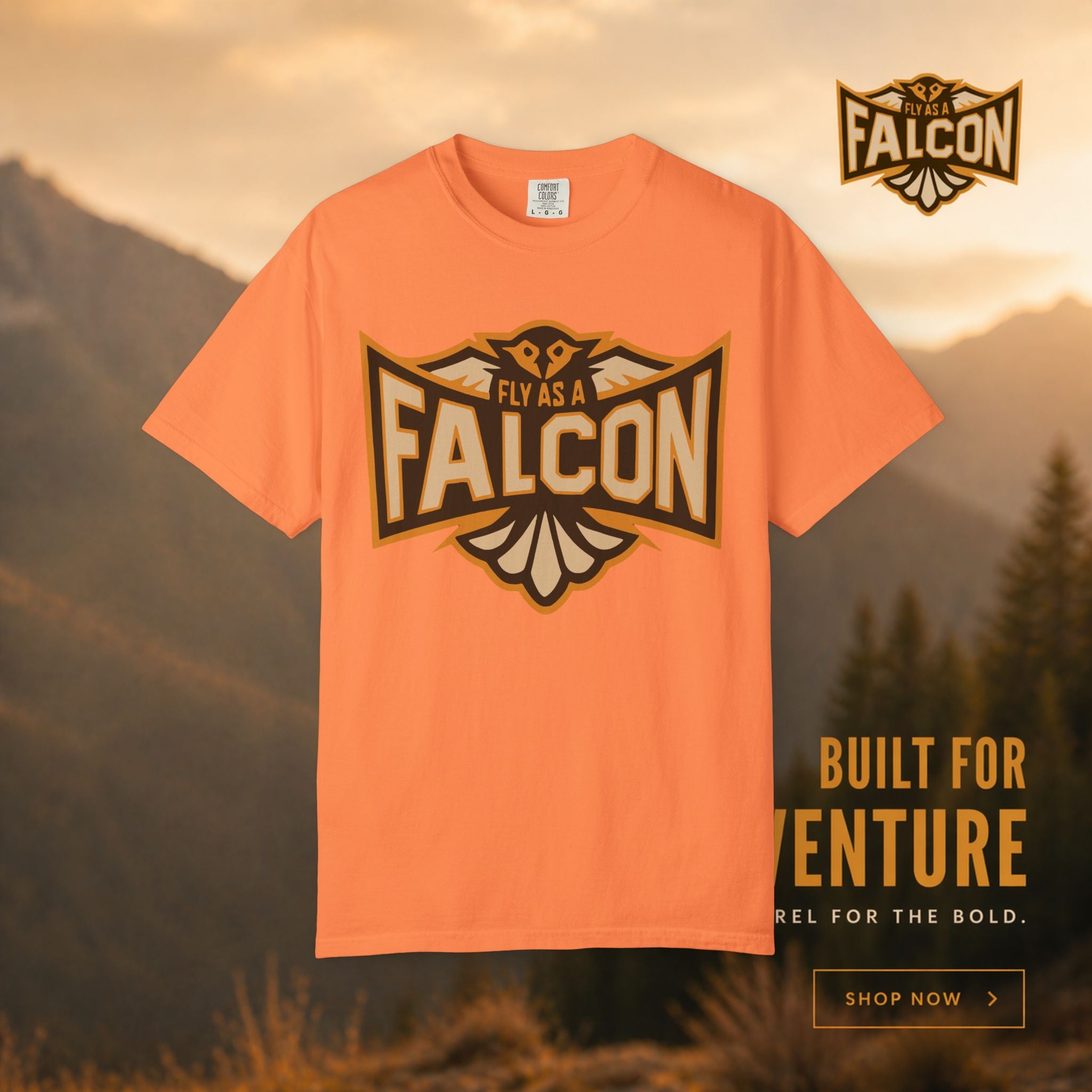 Fly As A Falcon T-Shirt | Sepia