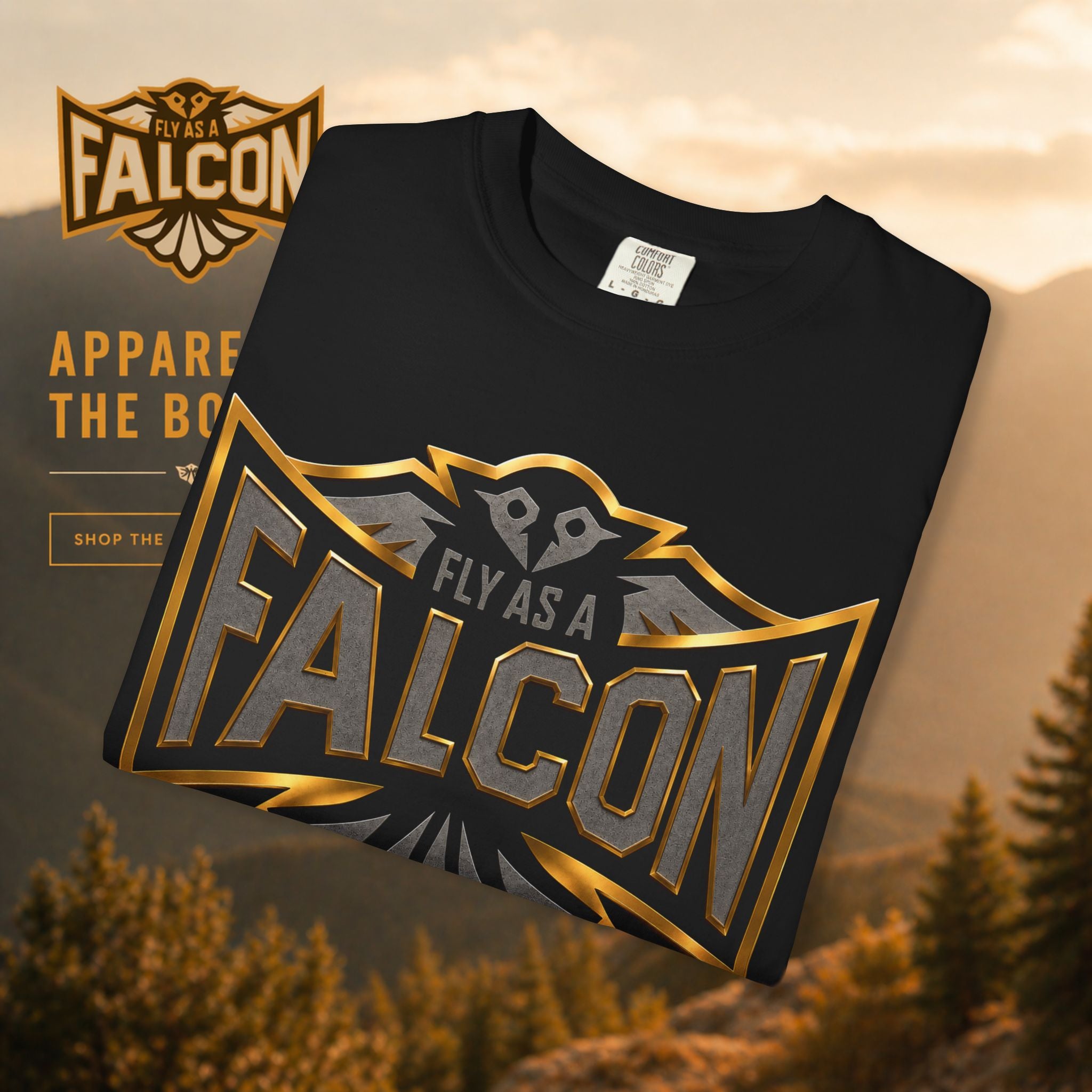 Fly As A Falcon Graphic T-Shirt | Black & Gold Collection 02