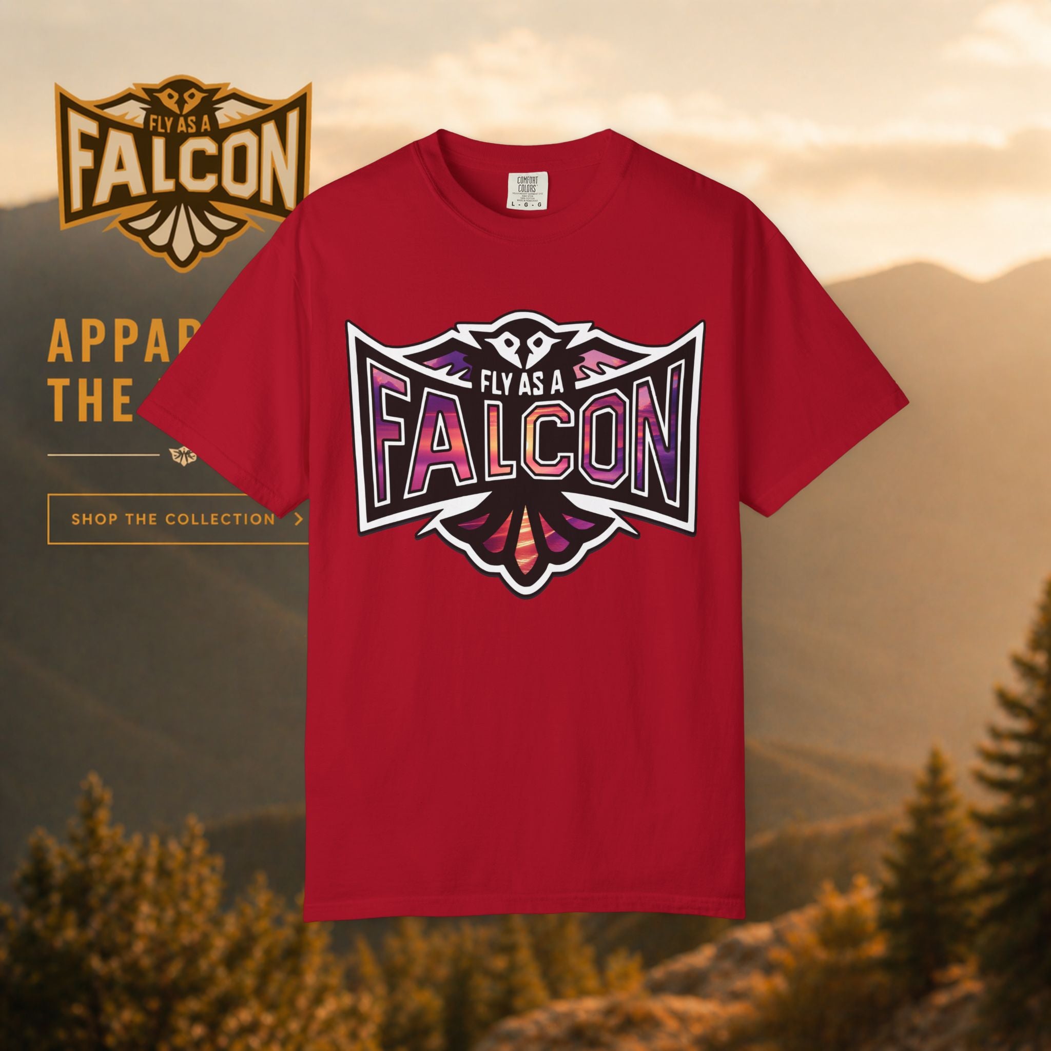 Fly As A Falcon Athletic Logo T-Shirt | Ocean Set