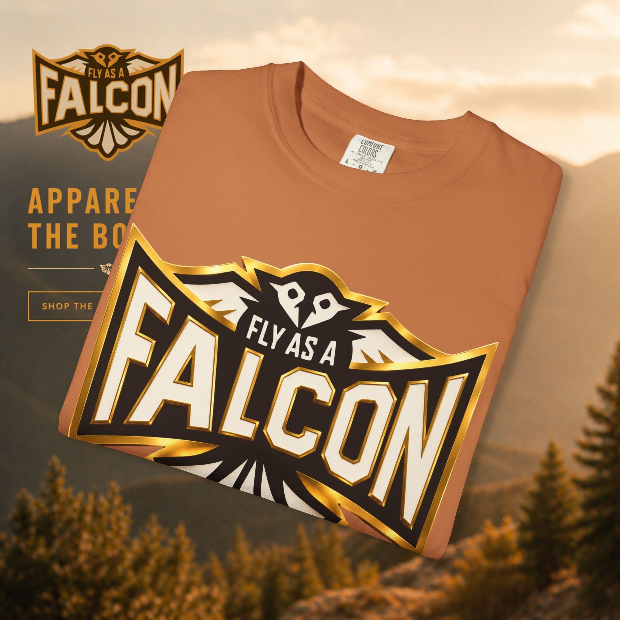 Fly As A Falcon Graphic T-Shirt | Black & Gold Collection 01