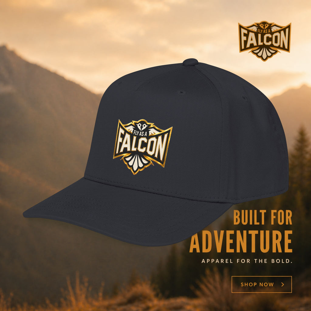 Fly As A Falcon Mid Profile Baseball Cap | Black & Gold Collection 01