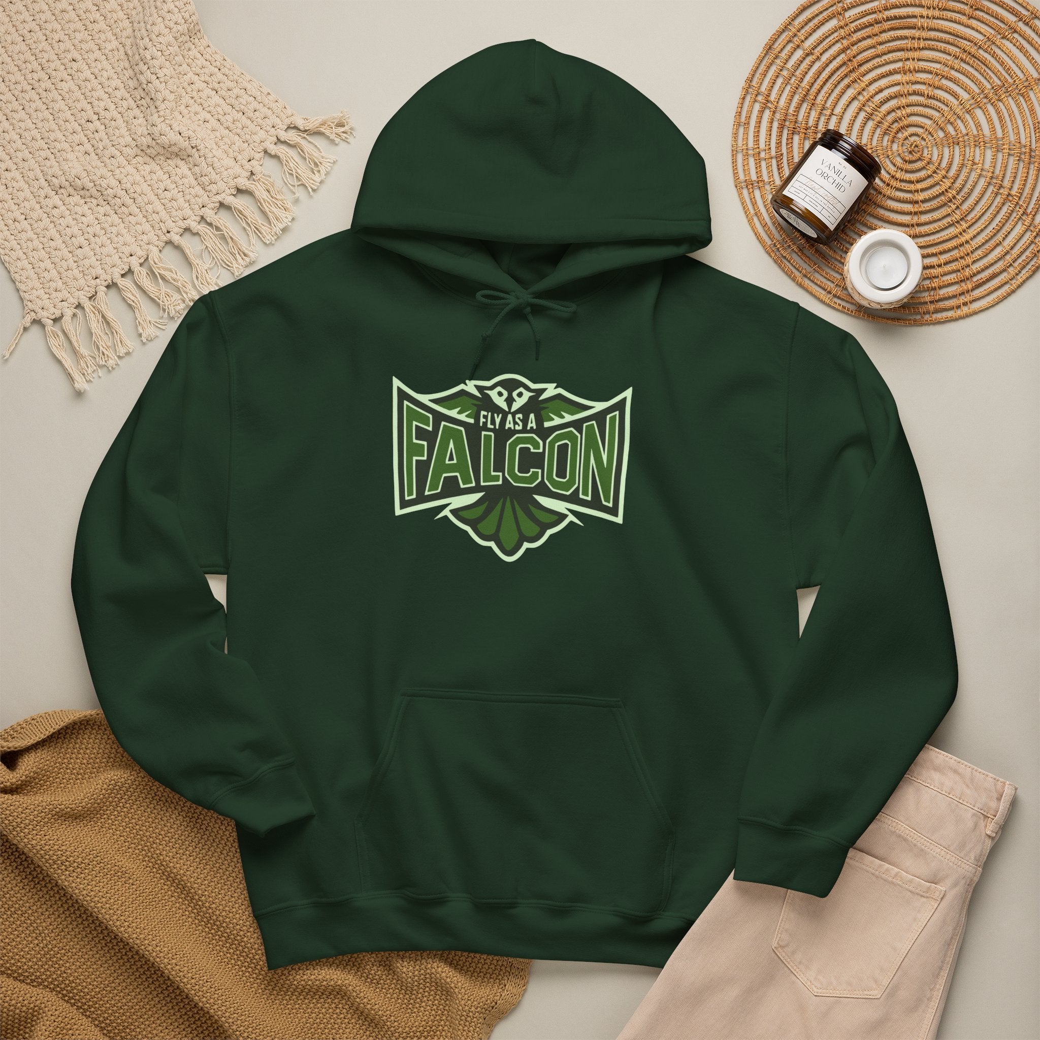 Fly As A Falcon Athletic Hoodie | Forest Ash