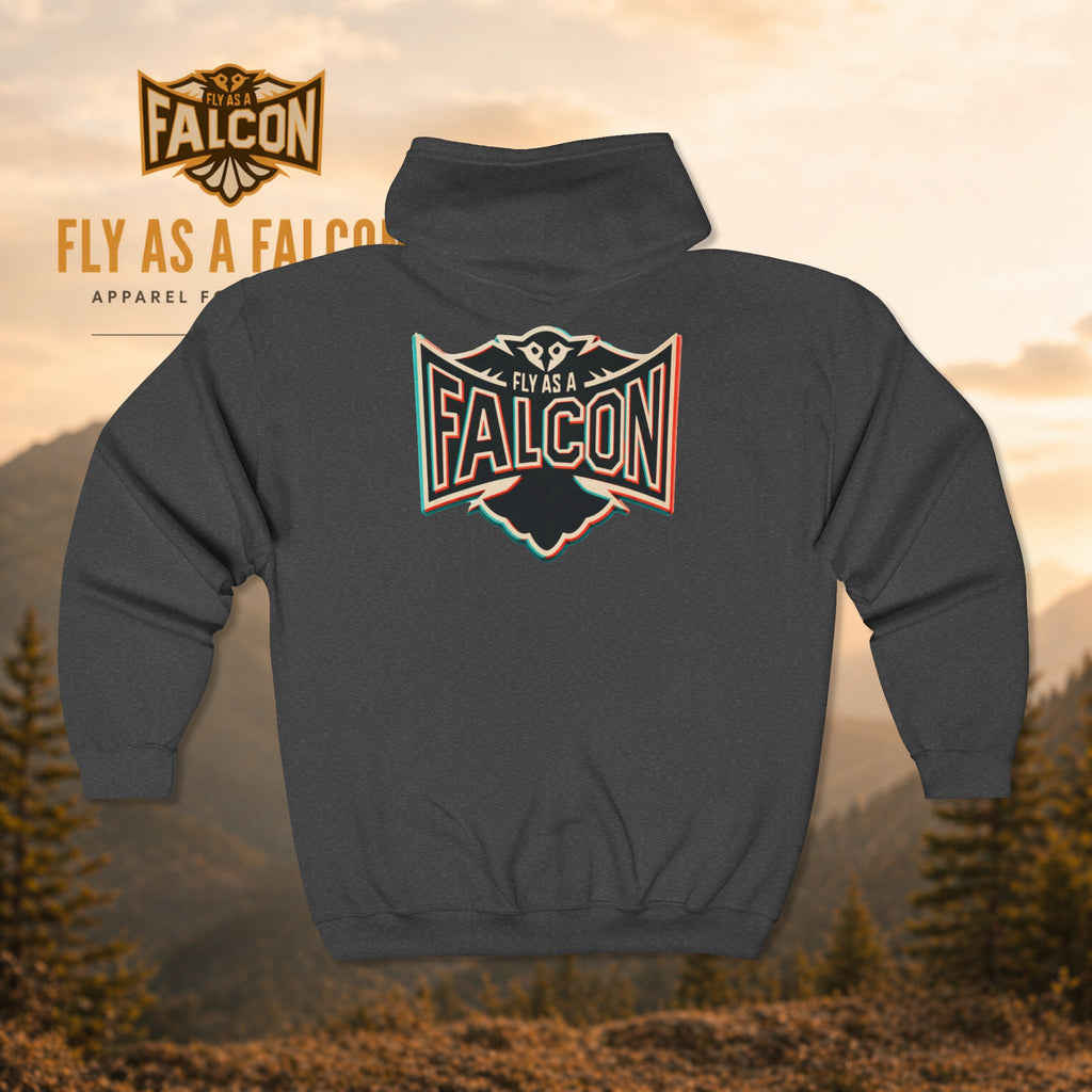 Fly As A Falcon Classic Full-Zip Hoodie | Retro 3D