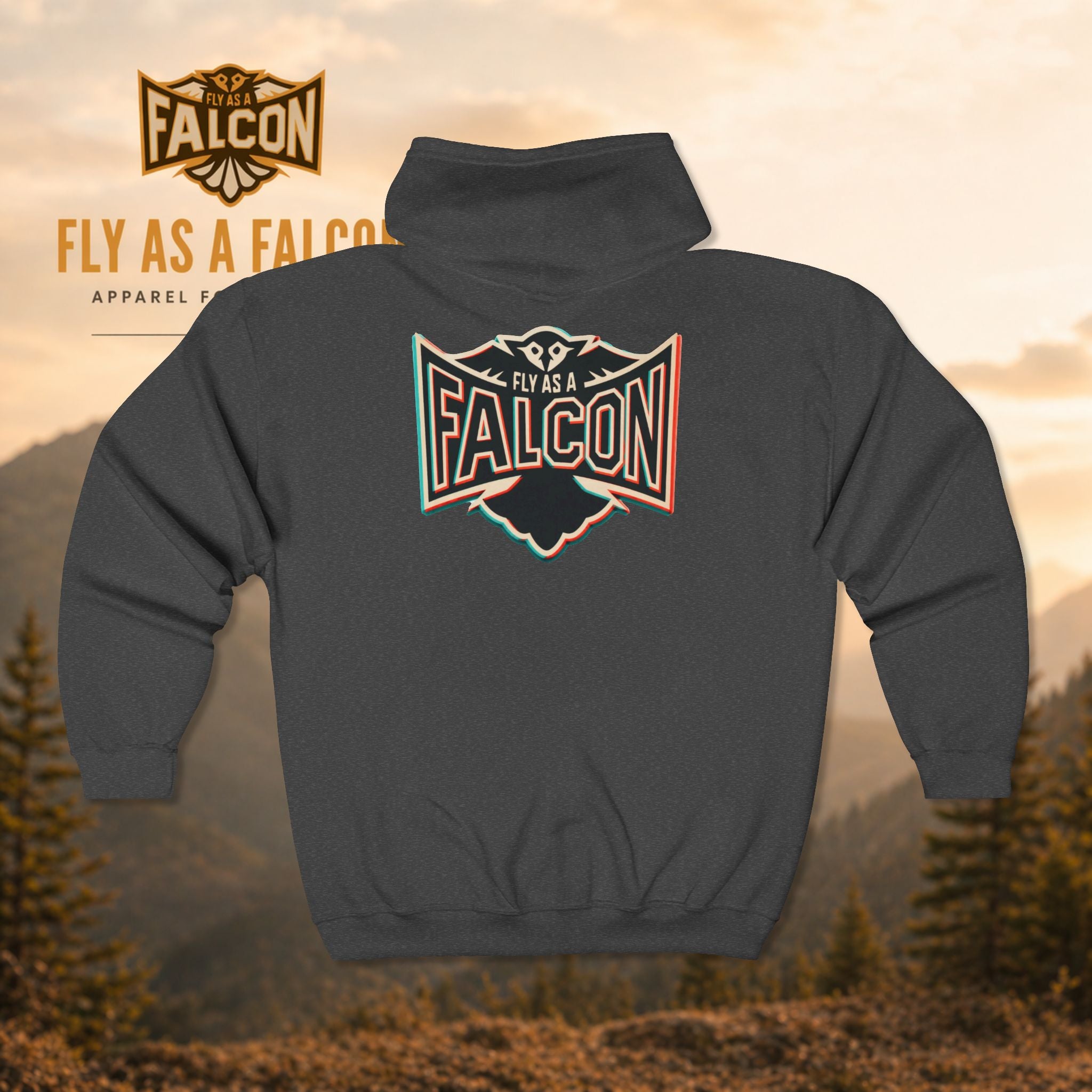 Fly As A Falcon Classic Full-Zip Hoodie | Retro 3D