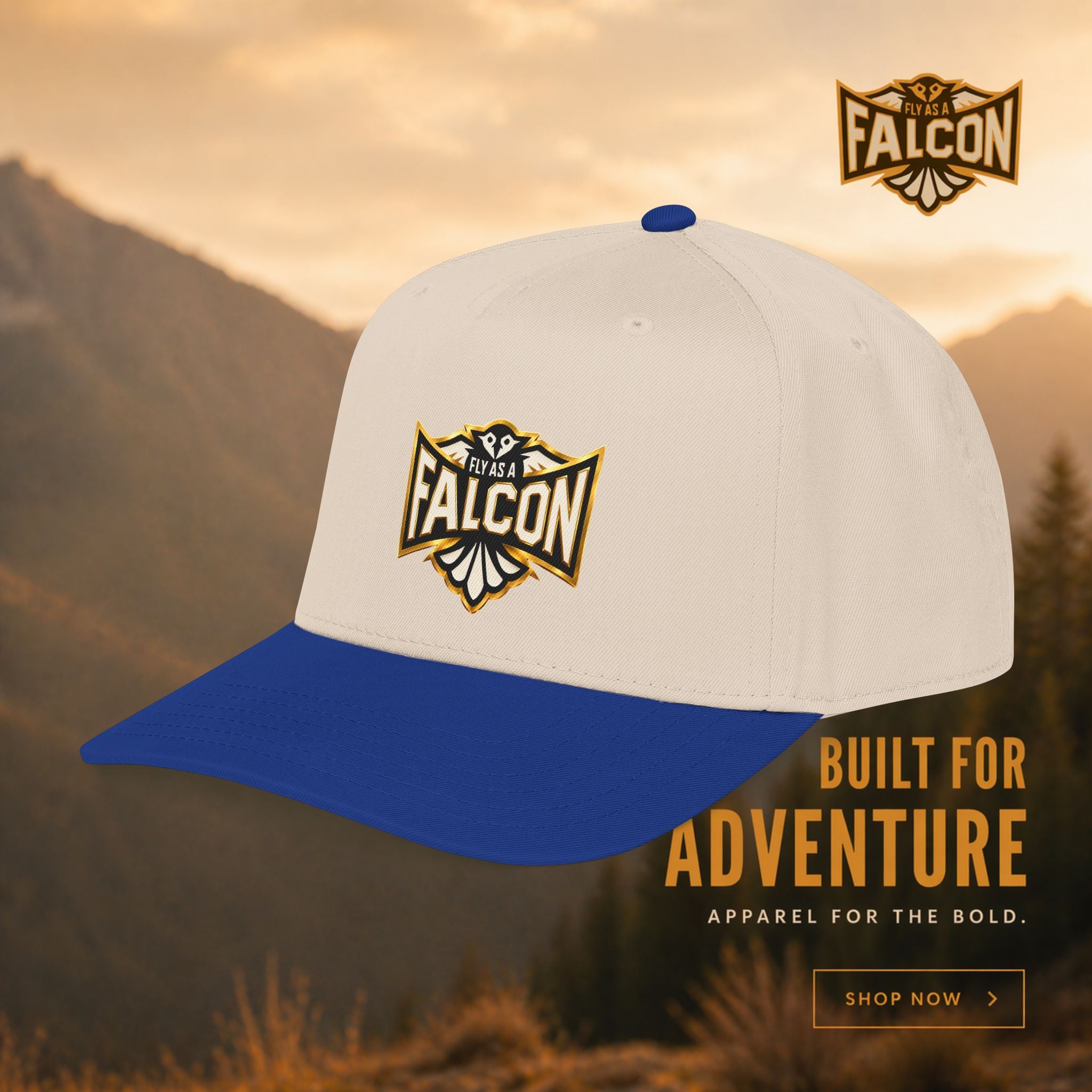 Fly As A Falcon Mid Profile Baseball Cap | Black & Gold Collection 01