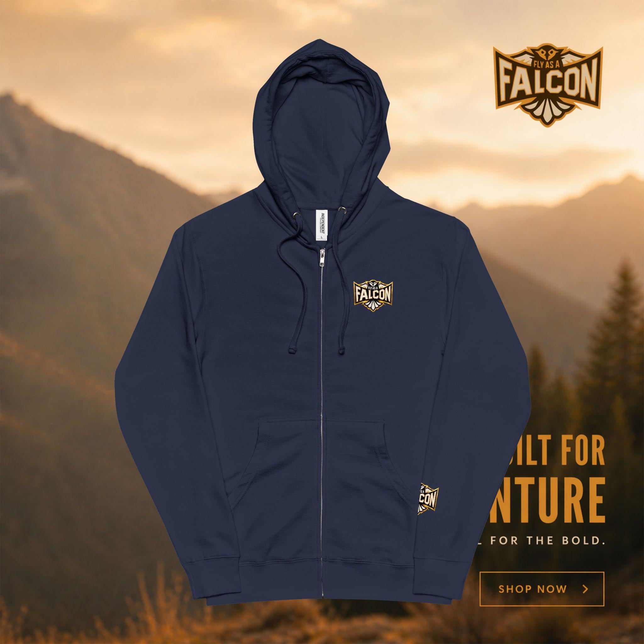 Falcon Logo Zip-Up Hoodie Black and Gold Collection 01 alternate view