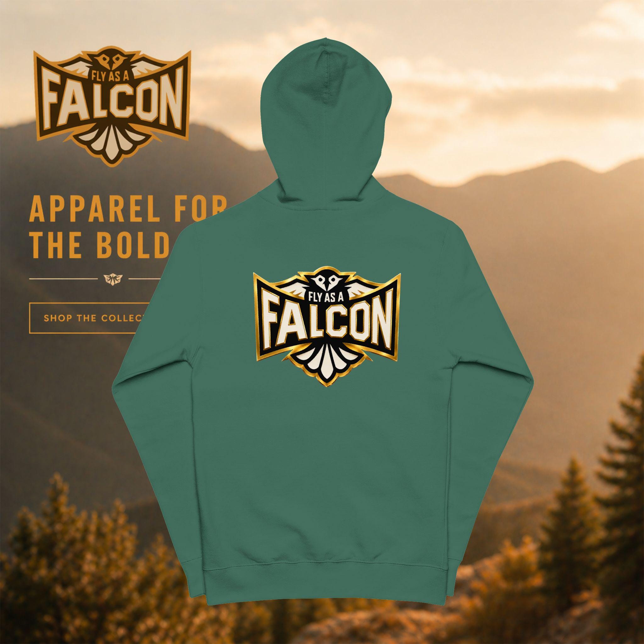Falcon Logo Zip-Up Hoodie Black and Gold Collection 01 alternate view