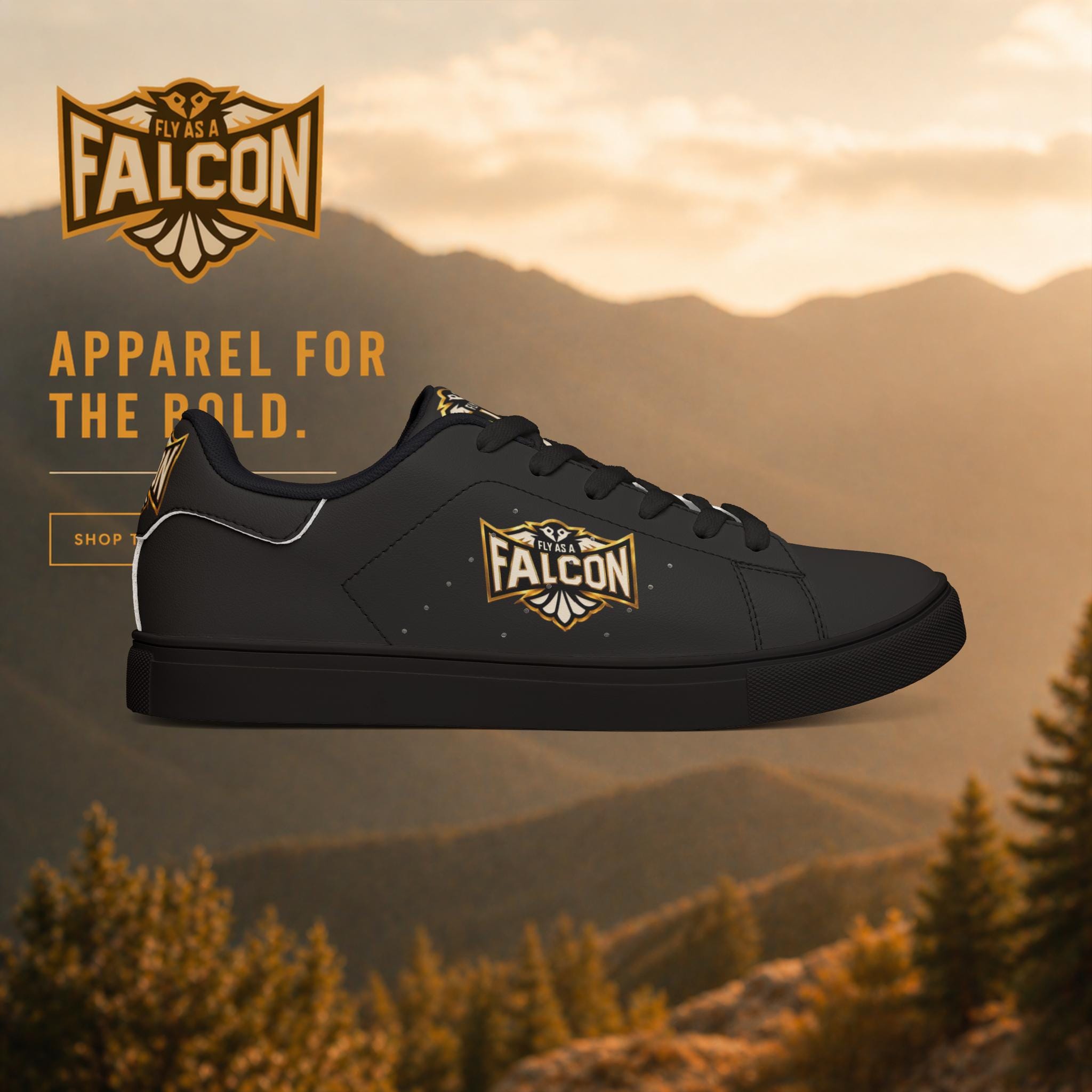Fly As A Falcon Low-Top Sneakers Black and Gold Collection 01 alternate view